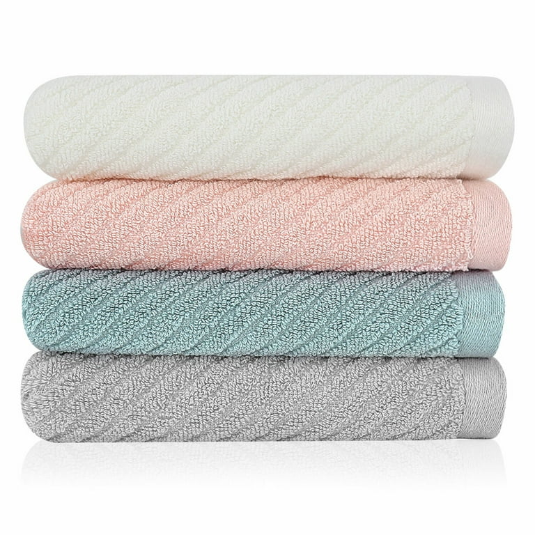PiccoCasa 2PCS 100% Cotton Ribbed Hand Towels 13 x 29 Quick Dry Pink