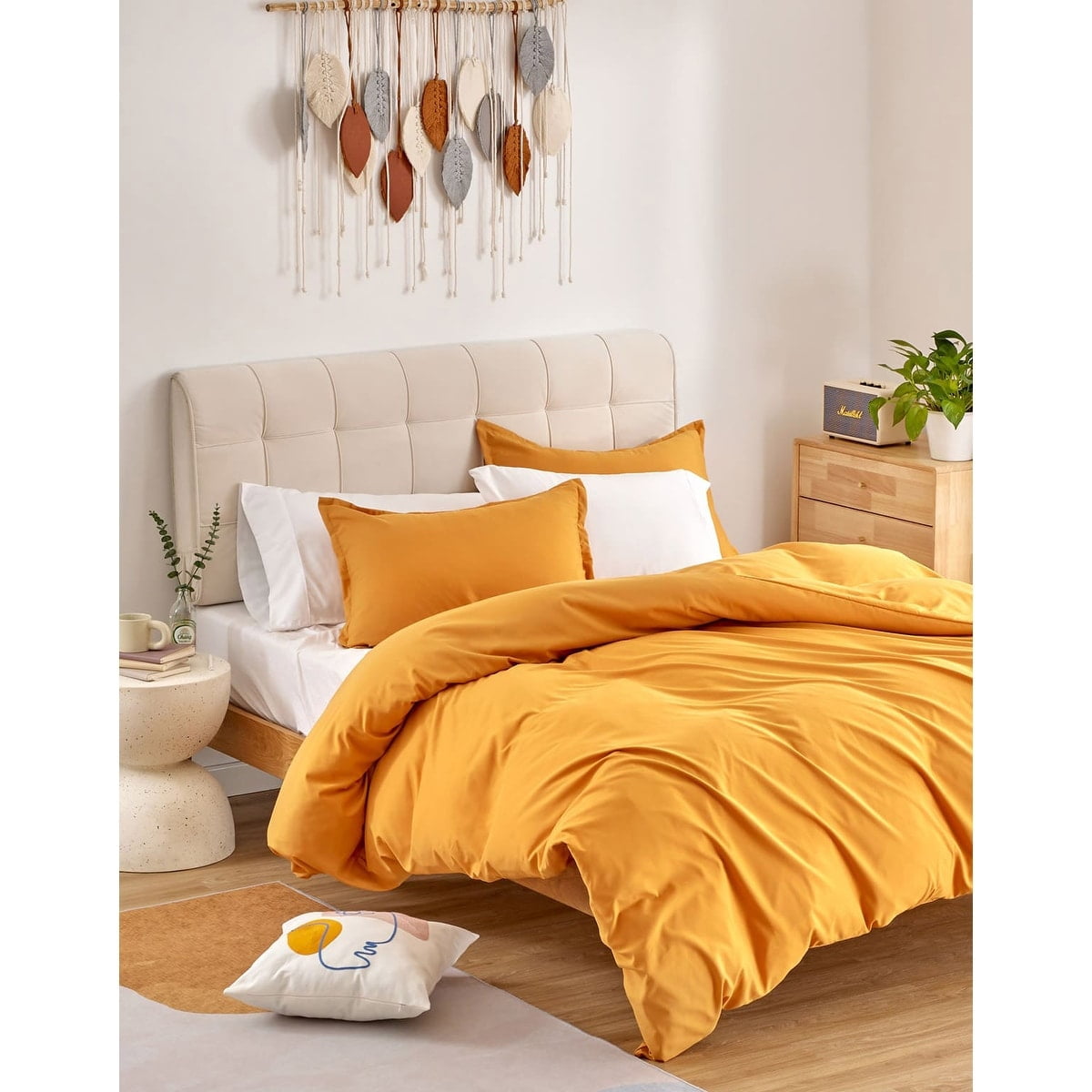 Sonive Duvet Cover Set with Nanotex Coolest Comfort Technology Breathable Fabric (King, Orange)