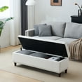 thumbnail image 4 of Zimtown Ottoman Bench Stool 51.5" Upholstered PU Footrest with Storage for Living Room Bedroom Off White, 4 of 9