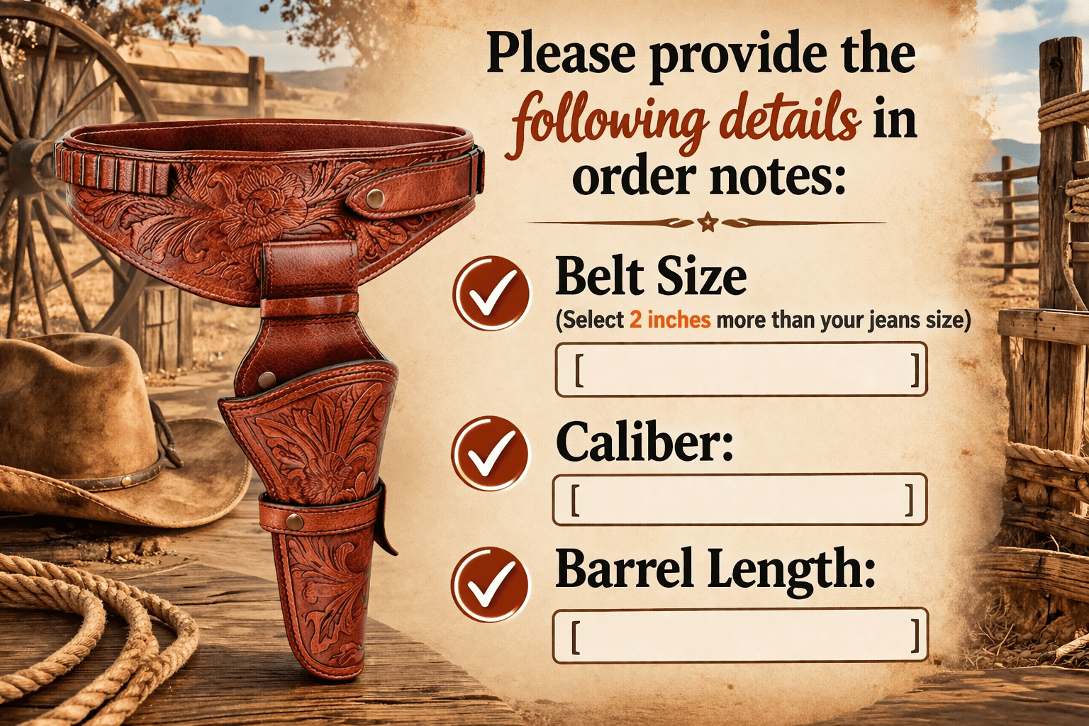 Western Gun Holster with Belt Handmade Genuine Leather Floral Tooled Cowboy Holster Rig