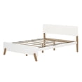 thumbnail image 3 of Max & Lily Mid-Century Modern Queen Platform Bed for Kids, Solid Wood, White/Pecan, 3 of 8