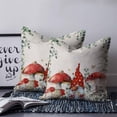 thumbnail image 2 of 18x18 Pillow Covers Set of 2, Red Mushroom Gnomes Throw Pillow Covers Decorative Couch Cushion Case, Eucalyptus Leaves Watercolor Rustic Microfiber Square Pillowcases for Bedroom Car Living Room, 2 of 7