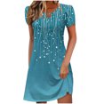 thumbnail image 2 of Vetsdori Womens Summer Mini Dresses Short Sleeve Sundress Floral Print Party Casual Beach,Crew Neck Dress for Ladies Mujer, 2 of 5