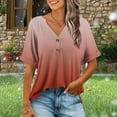 thumbnail image 5 of Lmnyox Women's Shirts Flowy 3/4 Length Sleeve V Neck Button Casual Summer Tops 2025 Fashion Loose Tunic Tops, 5 of 6