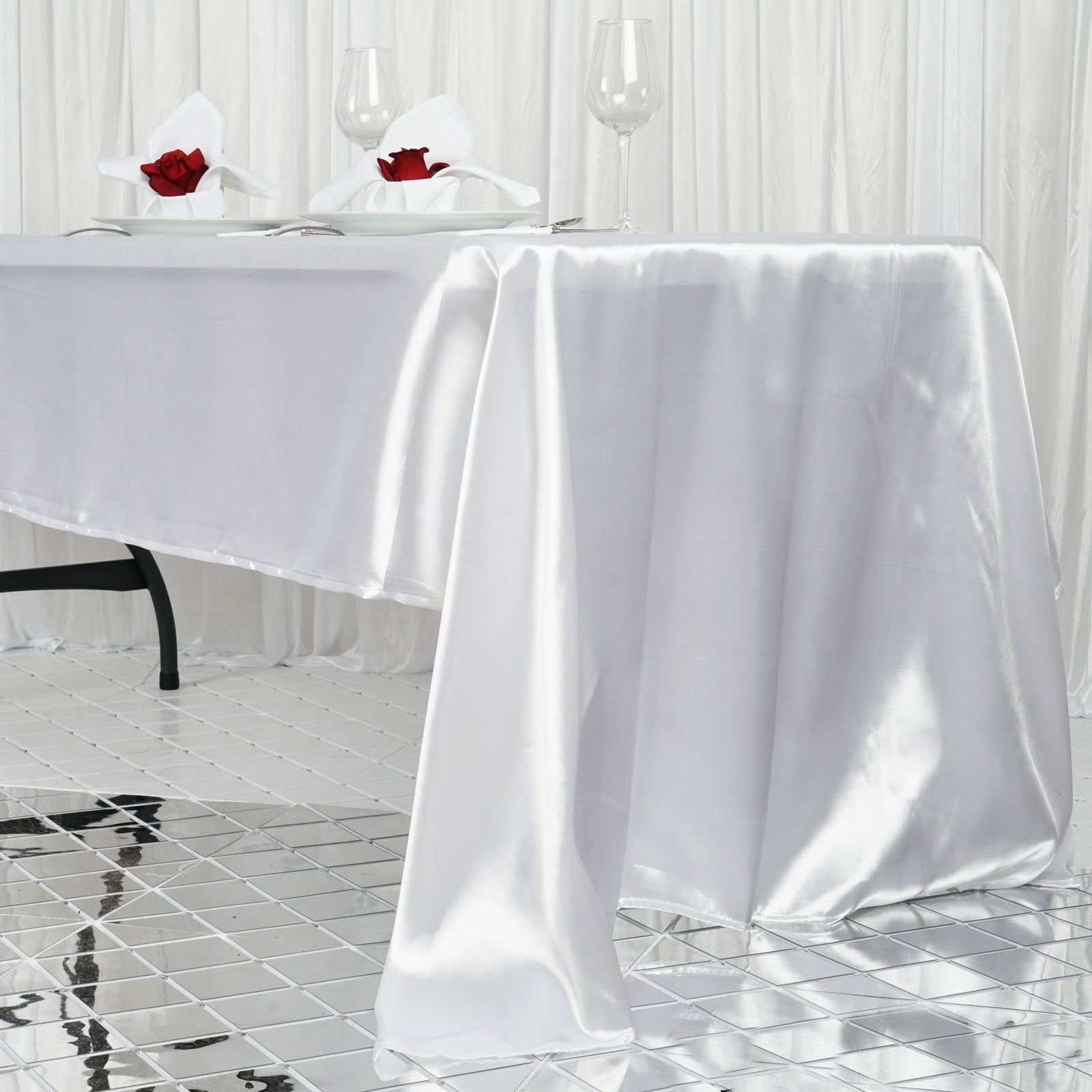 Efavormart 60x126" Rectangle WHITE Wholesale SATIN Tablecloth Banquet