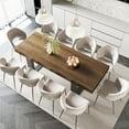 thumbnail image 2 of LAZZO Farmhouse Rustic Extendable Dining Table, 70.9"-86.6" Rectangular Wooden Kitchen Table for 6-10, Brown, 2 of 9