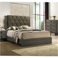 thumbnail image 4 of JERFIT Queen Upholstered Platform Bed Frame with Tufted Headboard, Gray Rubber Wood Modern Bedroom Furniture, No Box Spring Needed, 4 of 10