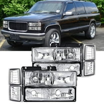 Nilight Headlight Assembly Compatible with 1994 1995 1996 1997 1998 Chevy Silverado Tahoe Suburban C10 C/K 1500 2500 3500 Replacement Headlamp Chrome Housing Clear Reflector