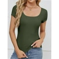 thumbnail image 4 of Women Short Sleeve Scoop Neck Tops Shirts Fitted Summer Tshirt Tee, 4 of 7