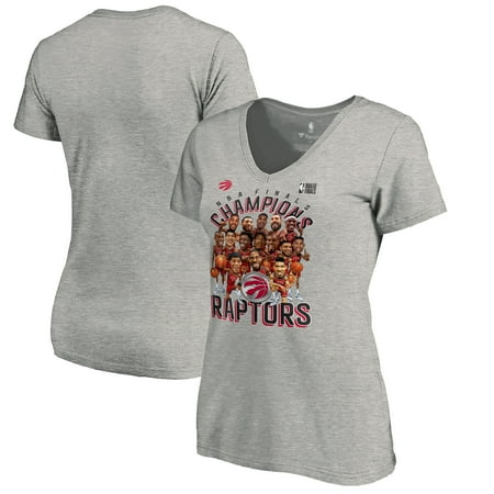 Toronto Raptors Fanatics Branded Women's 2019 NBA Finals Champions Caricature Roster V-Neck T-Shirt - Heather