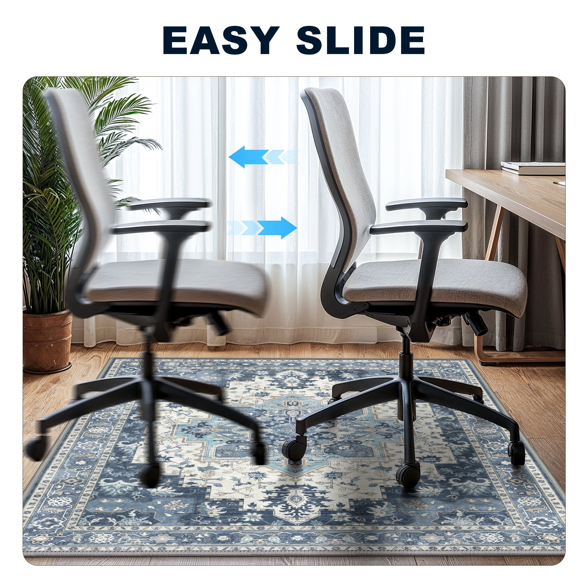KUETH 36"X 48" Protective Flooring Office Chair Mat for Hardwood Floor and Tile Floor, Heavy Duty Desk Chair Mat for Carpets, Anti Slip Office Floor Mats for Rolling Chairs, Low Pile Under Desk Rug
