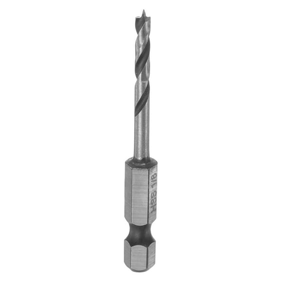Uxcell Brad Point Drill Bits 1/8" Dia 1/4" Hex Shank Stubby Drill Bit Wood Drilling Tool for Woodworking