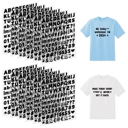Neasyth Iron on Letters 1200Pcs Black Heat Transfer Letters with A-Z 0-9 Alphabet Stickers for Fabric T-Shirt Jerseys Hats