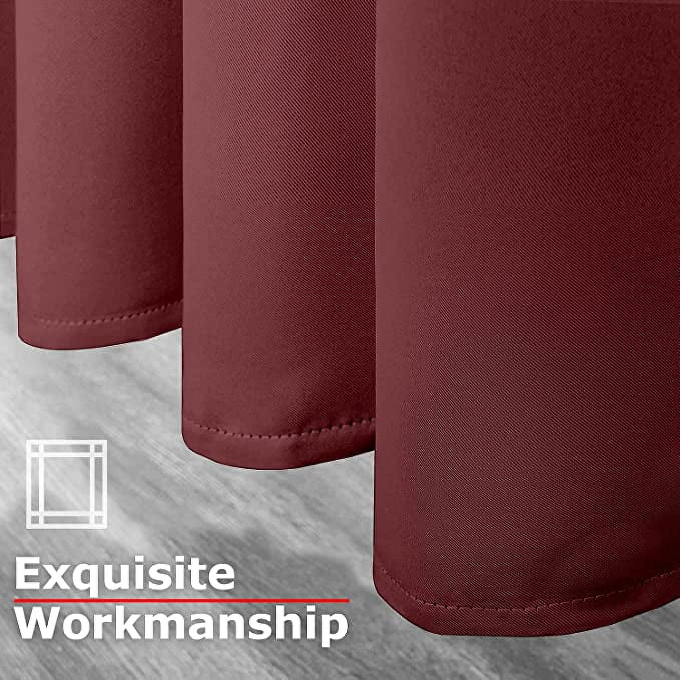 Ample Decor Blackout Curtain 46 x 84 inch Maroon Set of 2 Panels, Room Darkening for Bedroom,Living Room, Noise Reducing, Privacy Protection