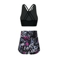 thumbnail image 3 of Alvivi 2Pcs Girls Printed Swimsuit Sport Suit Criss Cross Back Tank Top with Booty Shorts Bathing Suit 4-16 Black Rose 16, 3 of 7