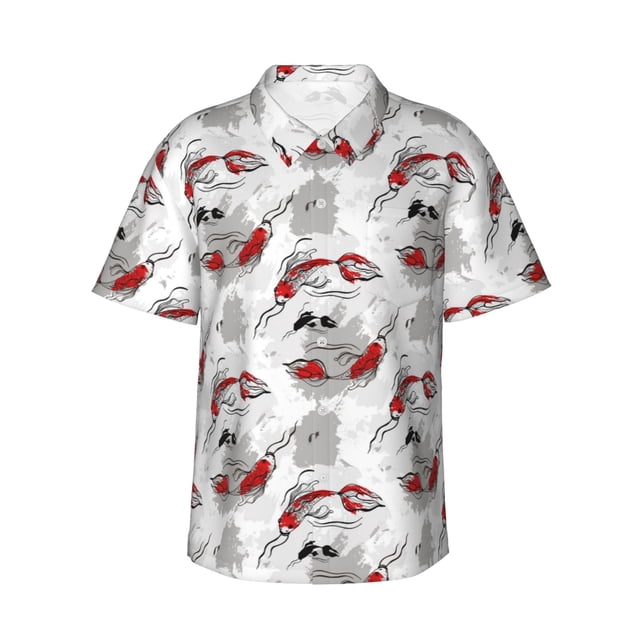 Balery Koi Fish Camisas hawaianas de manga corta para hombre, camisas playeras de corte holgado, camisas de vacaciones con botones,3X-Large