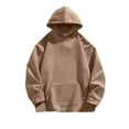thumbnail image 4 of Handshe Men's Hooded Sweatshirt, Solid Color Simple Vintage Long Sleeve with Pocket, Casual Streetwear for Autumn Daily Wear,Plus Size, 4 of 4