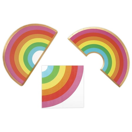 Koyal Wholesale Rainbow Party Plates and Lunch Napkins Set for 50 Guests, 50 Bulk Cake & Lunch Plates, 50 3-Ply Napkins