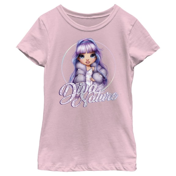 Girl's Rainbow High Violet Diva by Nature  Graphic Tee Light Pink Large