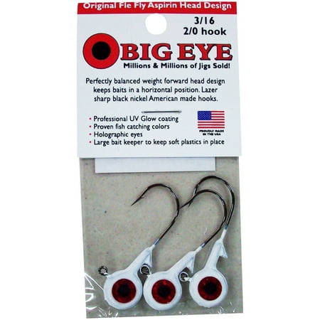 - Fle-Fly Big Eye Jig Head, 3/16 oz, White
