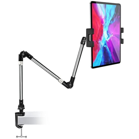 woleyi Support de Tablette Réglable, Pince de Bureau/lit 35 Pouces Support de Téléphone iPad avec Bras Pivotant Pliable à 360° pour iPad Pro 12.9 Air Mini, iPhone, Galaxy Tabs, Nintendo Switch, Téléphones Portables et Tablettes 4-13 Pouces