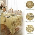 thumbnail image 2 of SASTYBALE Damask Gold Tablecloth for Rectangle Tables 52 x 70 Inch, Floral Jacquard Spill Proof Washable Polyester Table Cloth, Soft Table Cover for Dining/Party/Wedding/Indoor/Outdoor, 2 of 6