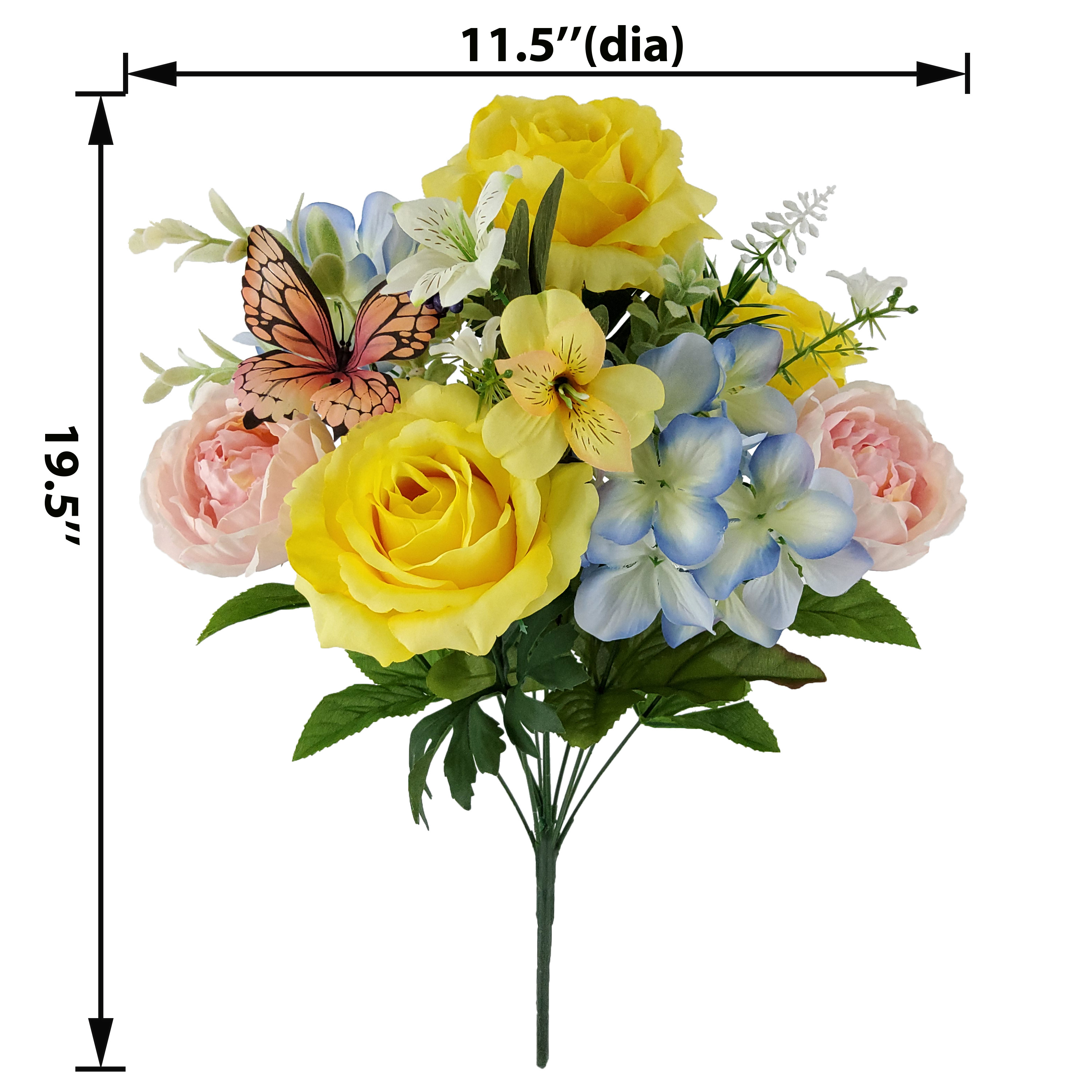 Mainstays 19.5 inch Artificial Rose Butterfly Bouquet, Yellow Color