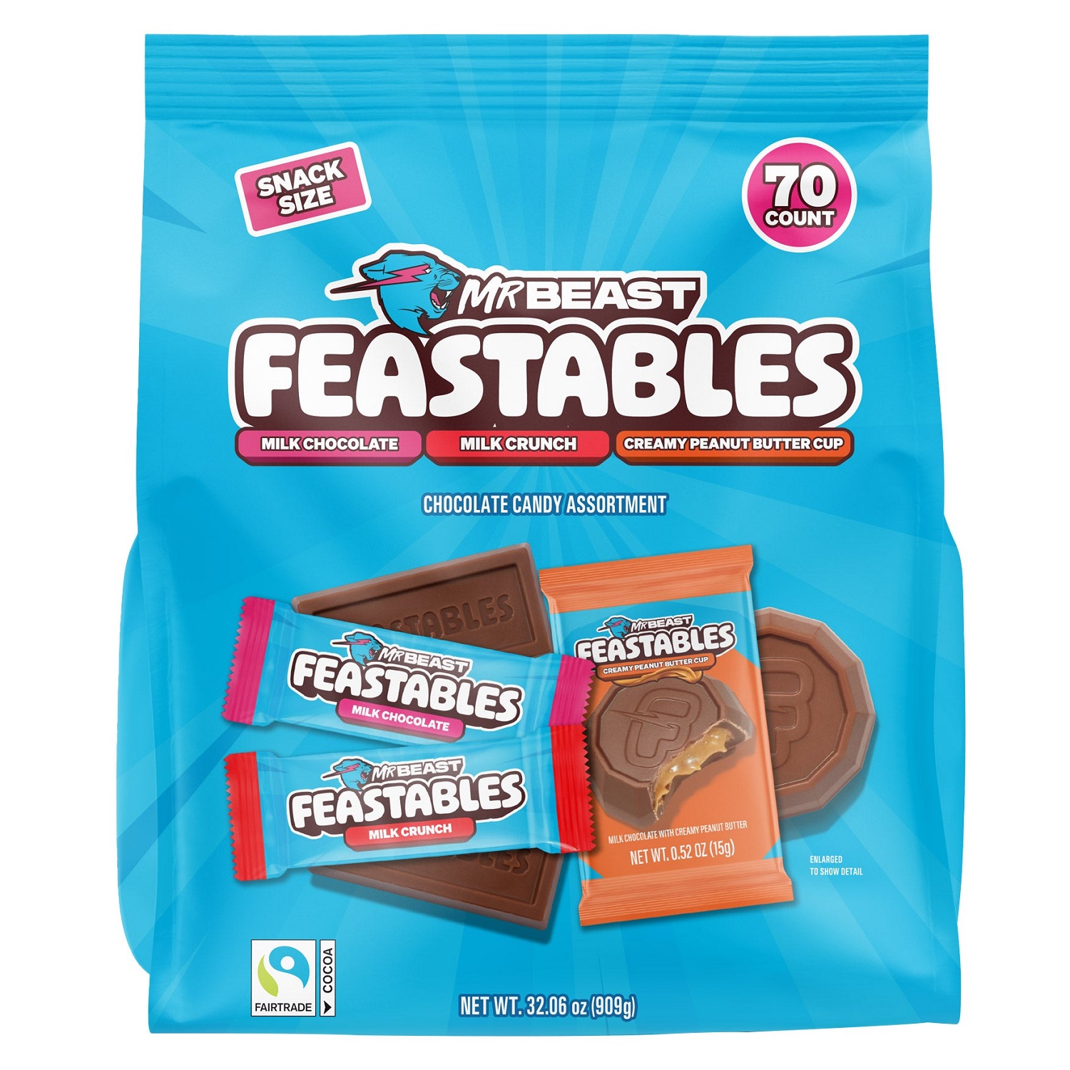 Feastables Assortment Chocolate Candy Snack Size 70 Each