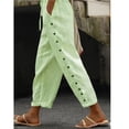 thumbnail image 2 of Women's Pants Fashion Casual Pants For Women Casual Spring And Autumn Japanese Wide Leg Lazy Cotton And Linen Solid Color Casual Elastic Loose Trousers, 2 of 4