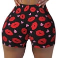 thumbnail image 2 of Picia lips and hearts Printed Workout Shorts for Women Seamless Scrunch Butt Lifting High Waisted Yoga Gym Booty Running Moisture-wicking Short Pants-X-Large, 2 of 8