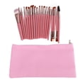 thumbnail image 2 of Juego de 20 brochas de maquillaje de pelo sintético suave para café, tubo de oro rosa, mango rosa, kit de brochas de maquillaje con bolsa de almacenamiento, 2 of 8