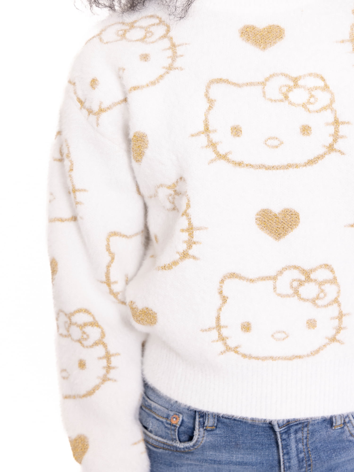 Hello Kitty Girls Metallic Lurex Holiday Sweater, Sizes 4-16