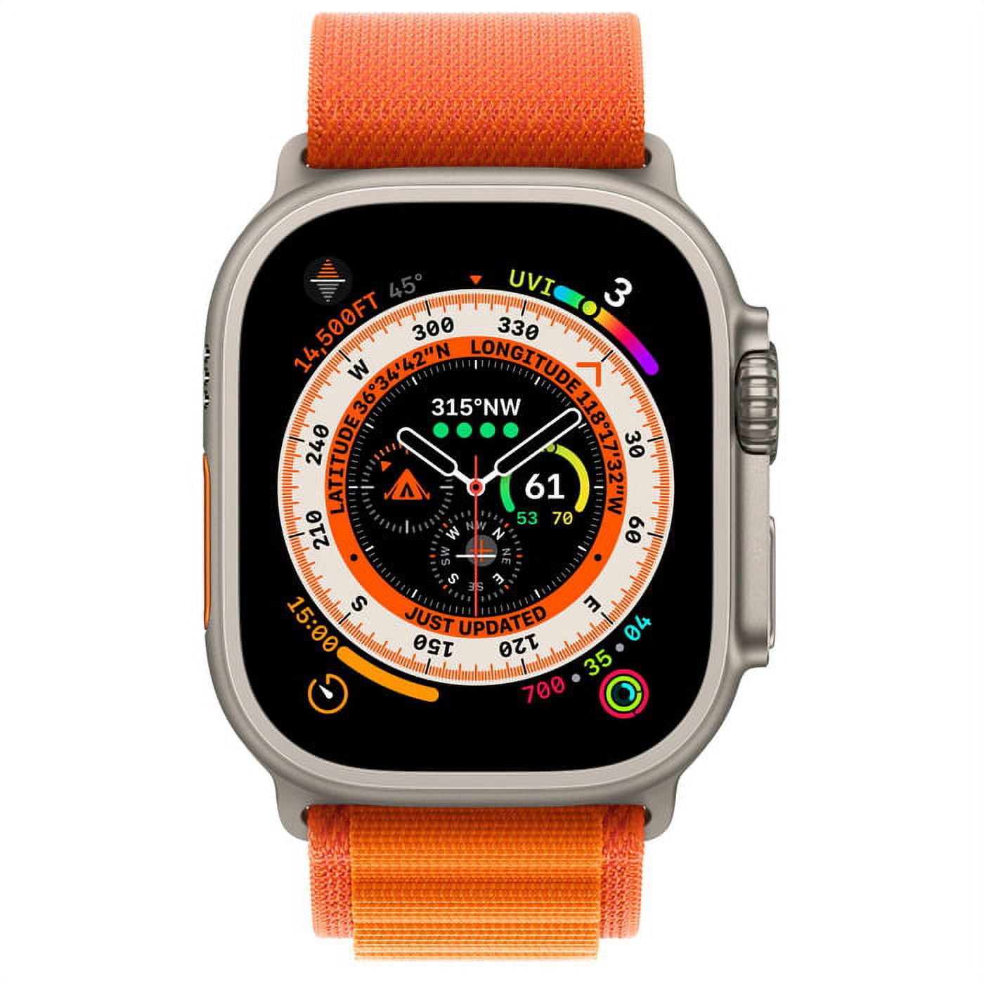 Apple Watch Ultra GPS + Cellular 49mm Titanium Case with Orange Alpine Loop, 36 Hour Battery Life, 1 Each, 1, 1