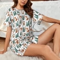 thumbnail image 4 of Fotbe Winter Woodland Friends Print Pajama Set for Women 2 Piece Loungewear Short Sleeve Tops and Shorts Set Soft Sleepwear-X-Large, 4 of 7