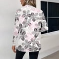 thumbnail image 4 of Women's Fashion Athleisure Long-Sleeve Vintage Floral Butterfly Print Stand Collar Polo Shirt Top, Comfortable & Skin-Friendly & Breathable, Gifts for Women, 4 of 5