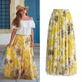 thumbnail image 1 of Jupe Femme Hippie Imprimée Taille Haute Jupe Maxi Plissée Plage Longue Jupe Décontractée Été, 1 of 5