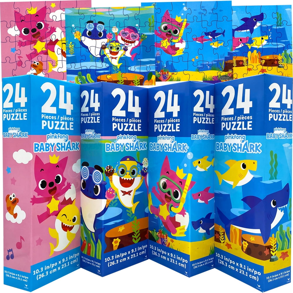 Baby Shark Jigsaw Puzzles in Tower Box Gifts Set, Pack of 4 ( Total 96