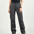 thumbnail image 5 of Women's Cargo Pants, Straight Leg Solid Trousers with Multi Pockets, Casual Long Pants for Work Outdoor Hiking Wear | VerBelle,Dark Gray XL, 5 of 7