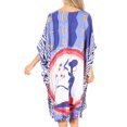 thumbnail image 2 of Sakkas Trina Women's Casual Loose Beach Poncho Caftan Dress Cover-up Many Print - KAF1009-Blue - One Size, 2 of 5