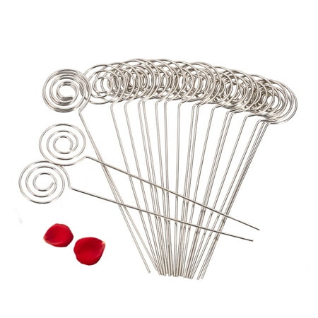 Dilwe 50/Pack Metal Wire Floral Place Card Holder Pick Ring Loop Swirl Clip Photo Note Memo Clamp Clay Cake Accessories Decorations DIY Craft Gift Wedding Party Birthday Garden (Best Places To Register For Wedding Gifts)