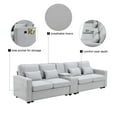 thumbnail image 5 of Modern 4 Seater Large Sofa with Console, Linen Fabric Upholstered Couch with USB Charging Ports Cup Holders for Living Room Office, 5 of 18