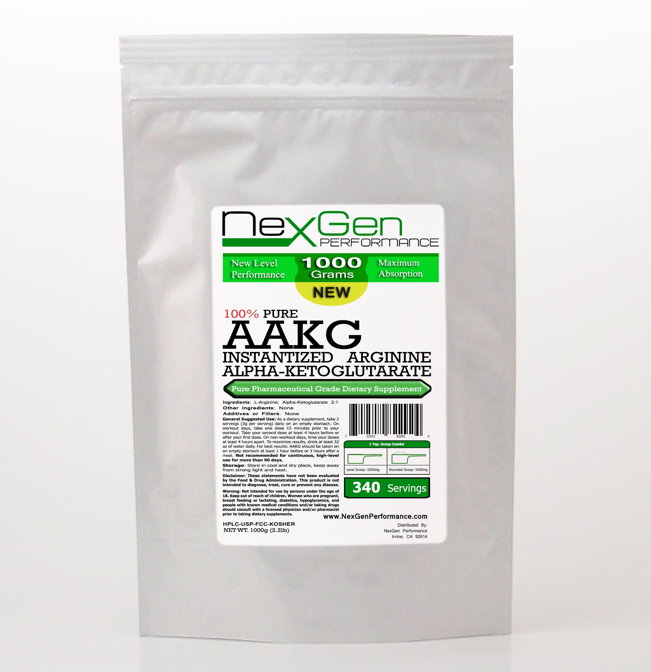 AAKG Powder 1000g (2.2lb) LArginine AlphaKetoglutarate Muscle Strength