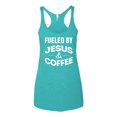 thumbnail image 2 of Fueled by Jesus and Coffee Funny Christian | Womens Inspirational/Christian Premium Tri-Blend Racerback Tank Top, Tahiti Blue, Medium, 2 of 3