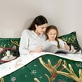 thumbnail image 4 of Manfei Kawaii Cat Kitten Bedding Comforter Set 7pcs, Merry Christmas Full Bedding Set, Snowflakes Elk Fitted Sheet Flat Sheet, Lightweight Room Decor, 4 of 8