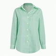 thumbnail image 4 of Godom Button Up Shirts for Women Casual Tops Long Sleeve Button Down Blouses Stripes Turn-down Collar Top, 4 of 6