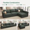 thumbnail image 3 of Marrber Corduroy Oversized Sofa Bed Modular Sectional Sleeper Sofa with Storage for Living Room, Home Theater, Green, 3 of 10