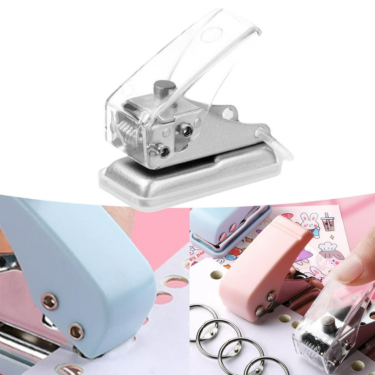 Handheld Mini Single Hole Puncher Punch for DIY Project Hole 1/4 inch  Functional Labor Saving Removable Waste Compartment Durable Tool ,  Transparent