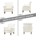 thumbnail image 2 of Tina's Home Mid-Century Accent Armchair Wingback Set of 2 with Wooden Tapered Legs & Upholstered Cushion for Home Living Room, Ivory, 2 of 8