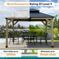 thumbnail image 3 of Aoodor 10 x 12 ft Wooden Frame Gazebo with 2-Tier Galvanized Metal Hardtop Roof, Outdoor Patio Gazebo with Charging Socket for Patio, Backyard, Deck, and Lawn, 3 of 9