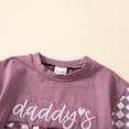 thumbnail image 6 of Xyant Toddler Baby Girl Clothes Summer Outfit Plaid Patchwork Short Sleeve Letter Embroidery T Shirt Tops and Stretch Casual Shorts Set (Purple,2-3 Years), 6 of 7